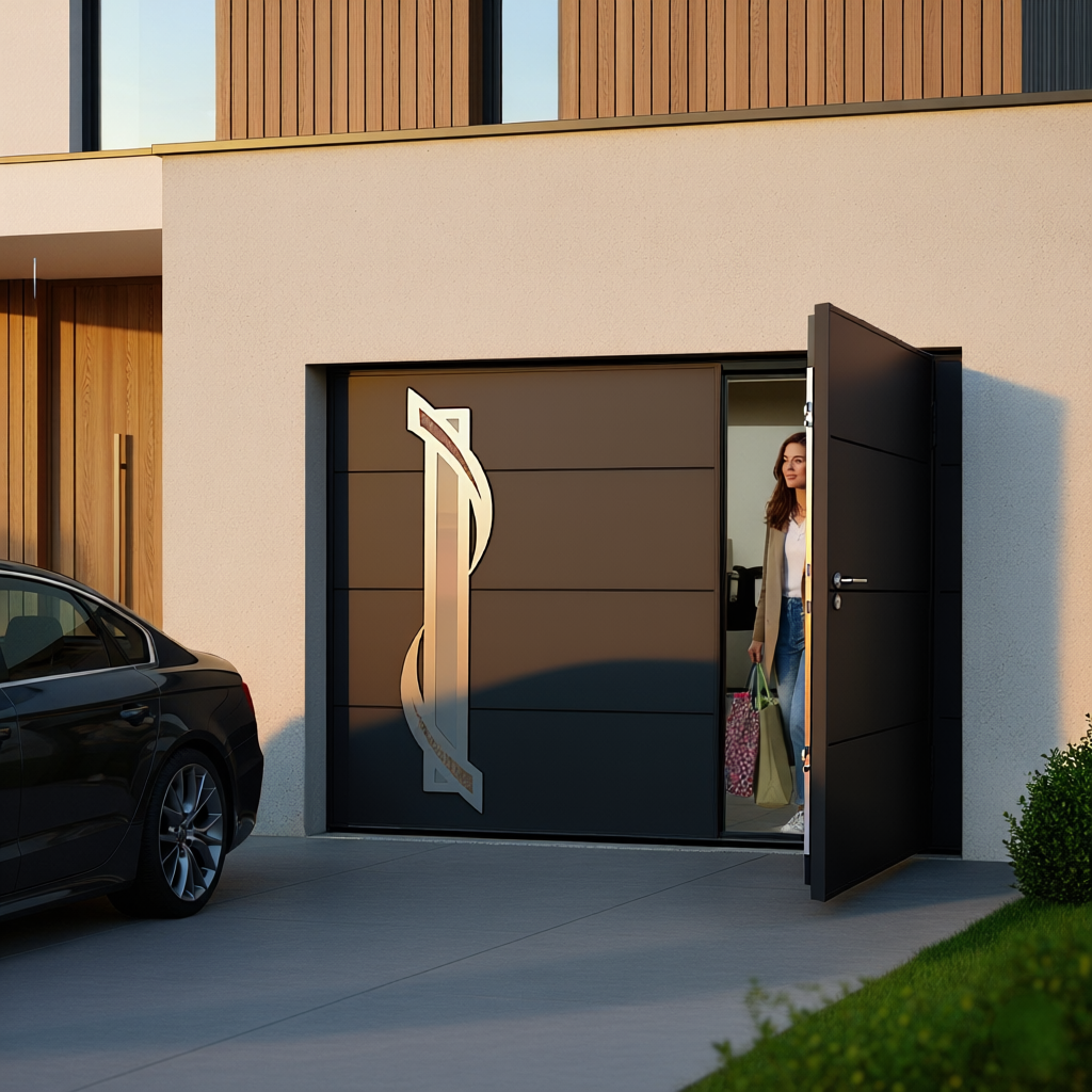 Porte de garage avec portillon